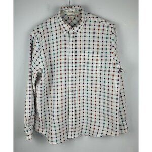 Carbon 2 Cobalt Shirt Men's Large White Long Sleeve Button Up Geometric Flannel